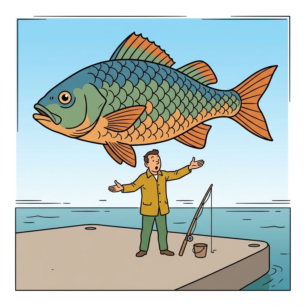 AI mnemonic illustration for the English word "exaggerate"