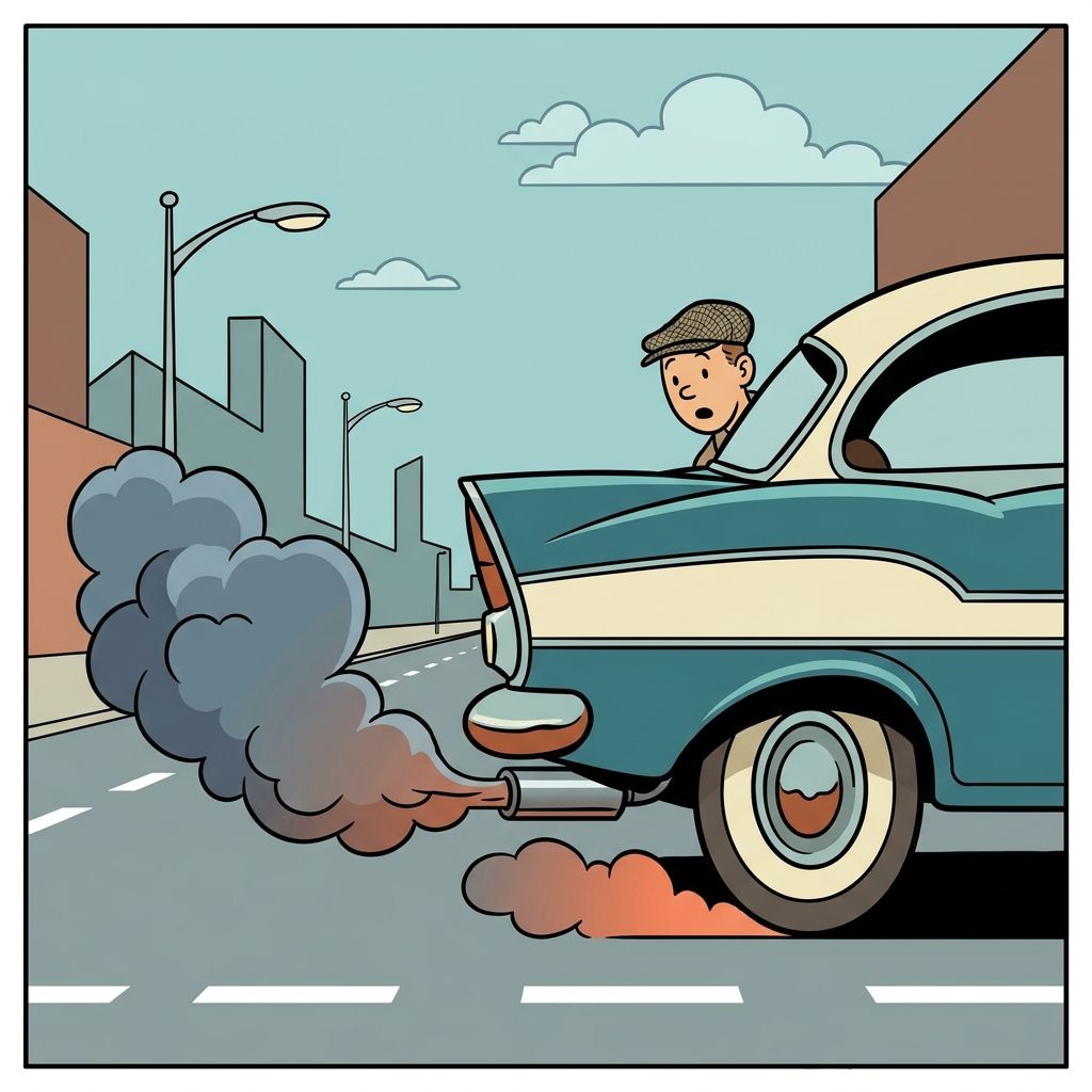 AI mnemonic illustration for the English word "exhaust pipe"