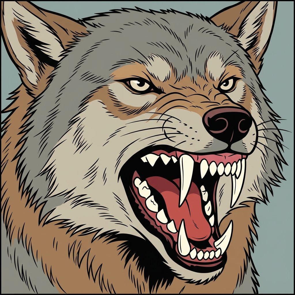 AI mnemonic illustration for the English word "fangs"