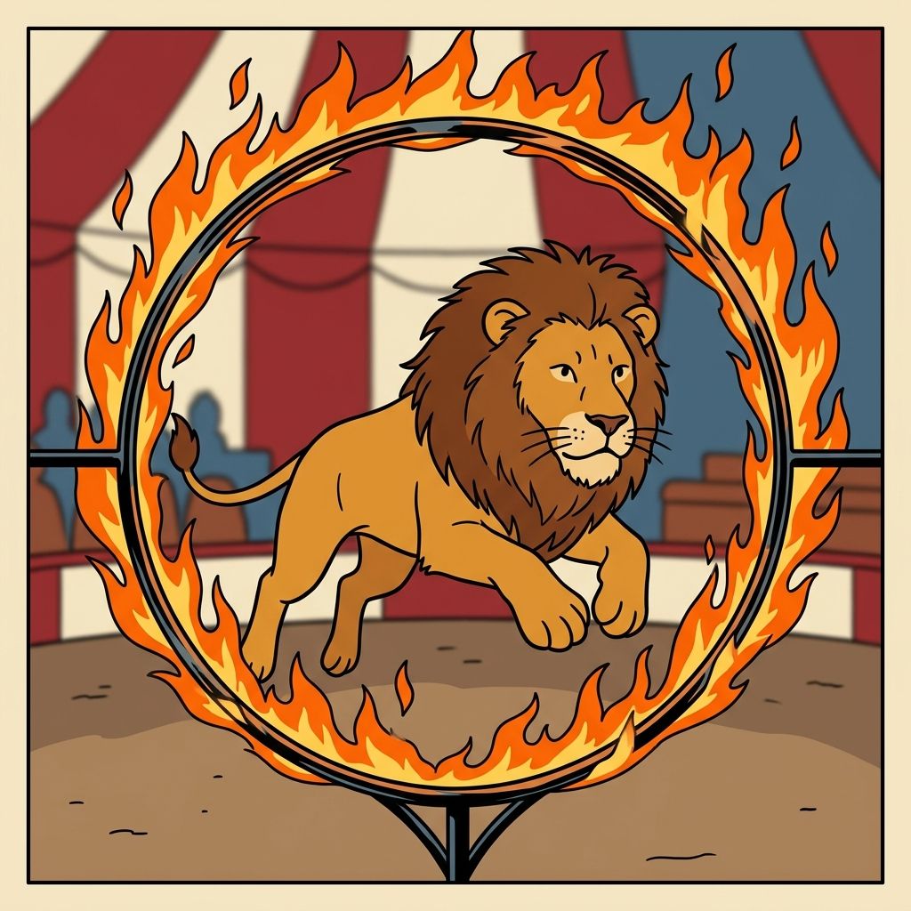 AI mnemonic illustration for the English word "fire hoop"