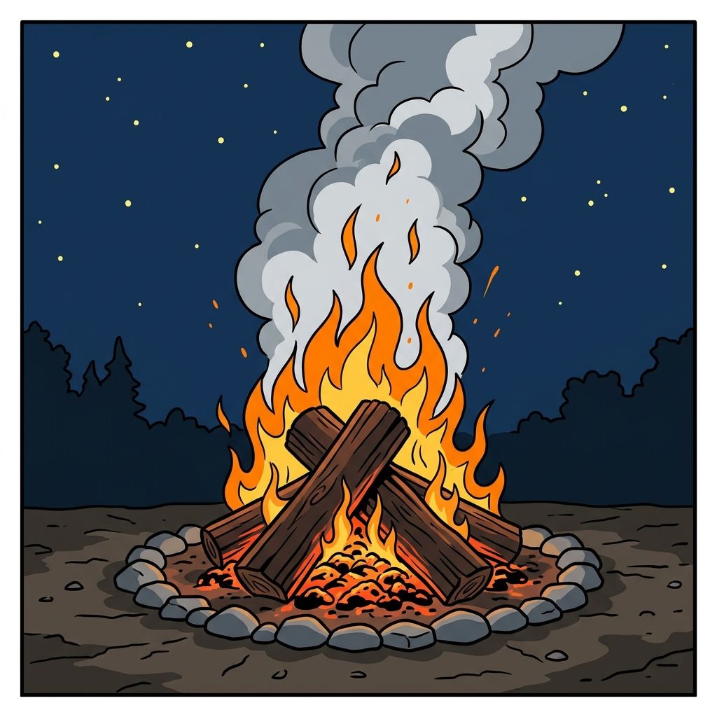 AI mnemonic illustration for the English word "fire"