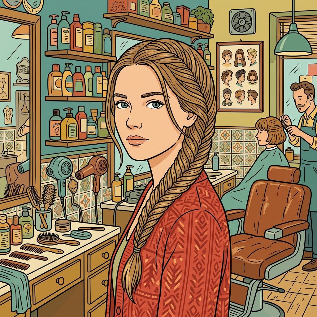 AI mnemonic illustration for the English word "fishtail braid"