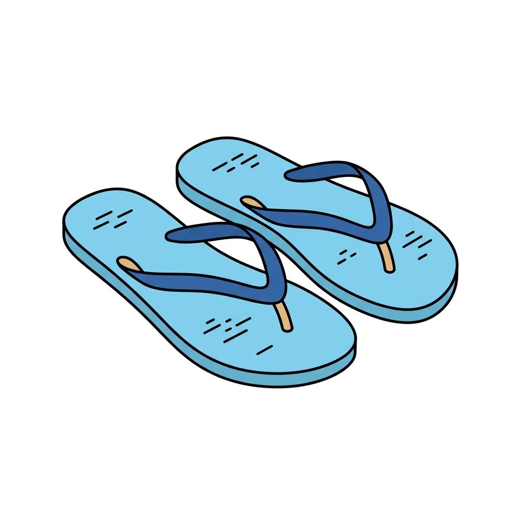 AI mnemonic illustration for the English word "flip flops"