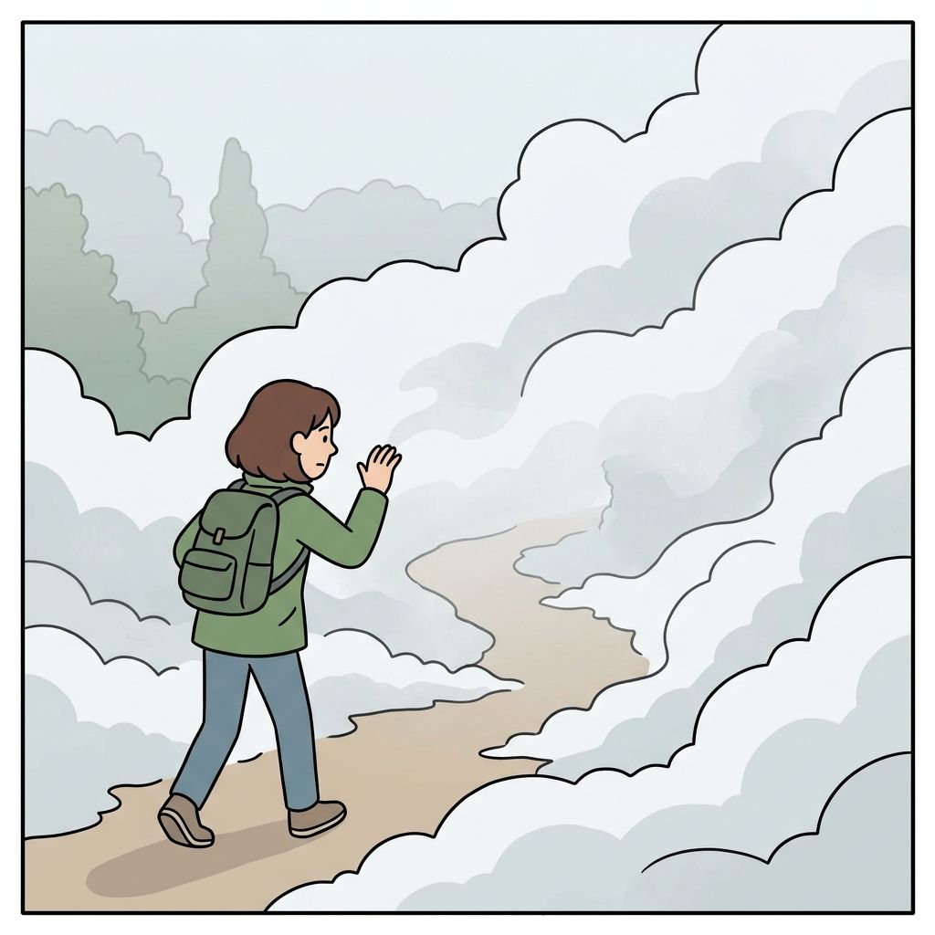 AI mnemonic illustration for the English word "fog"