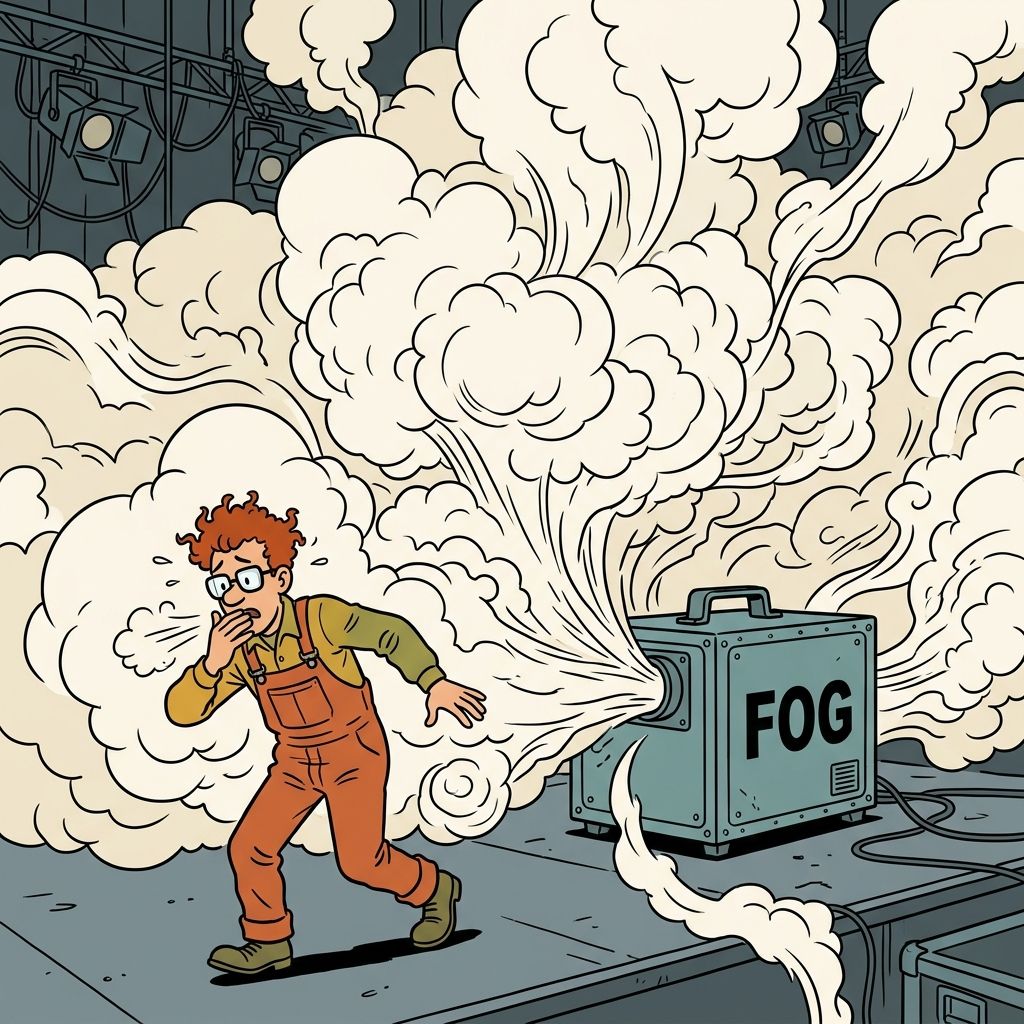 AI mnemonic illustration for the English word "fog machine"