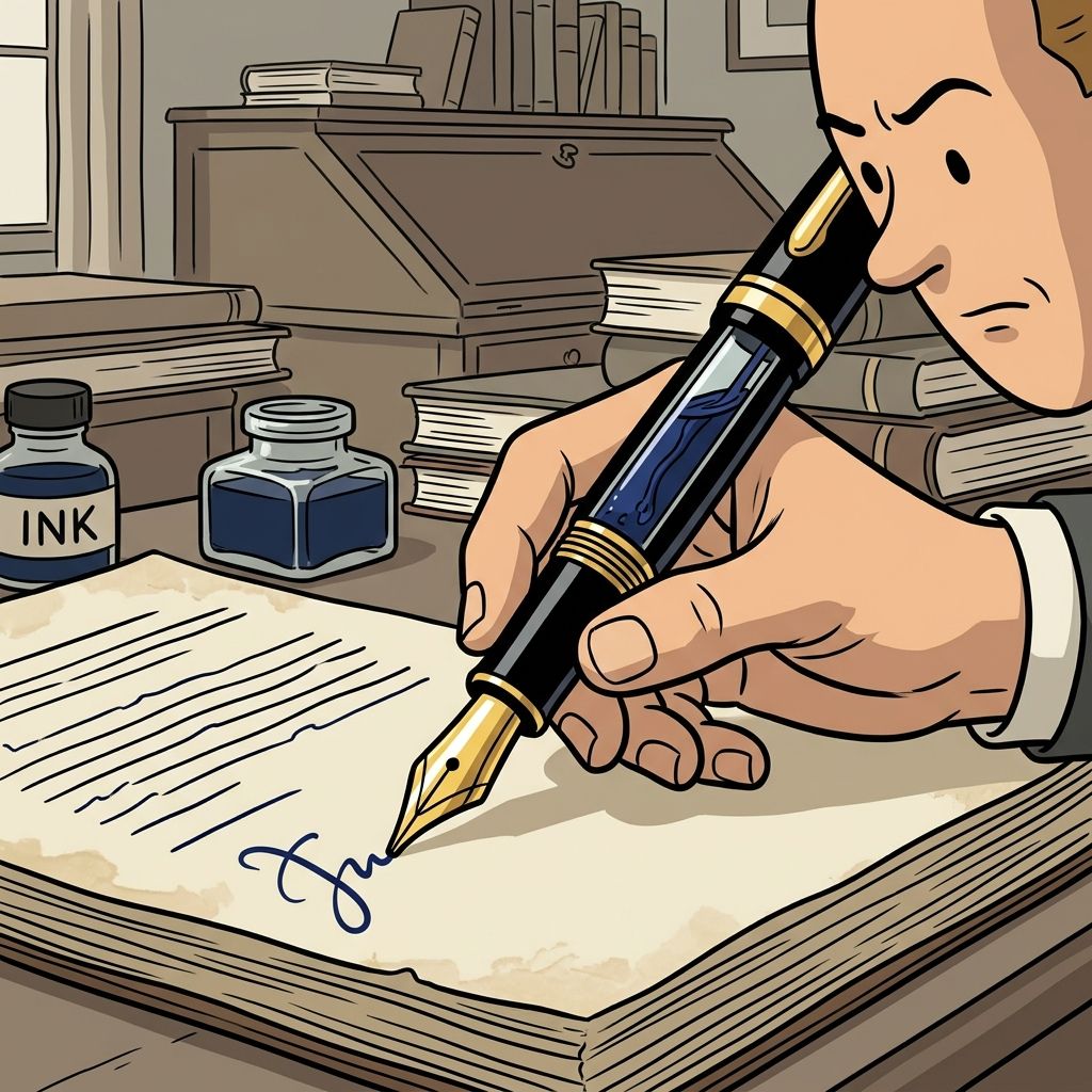 AI mnemonic illustration for the English word "fountain pen"