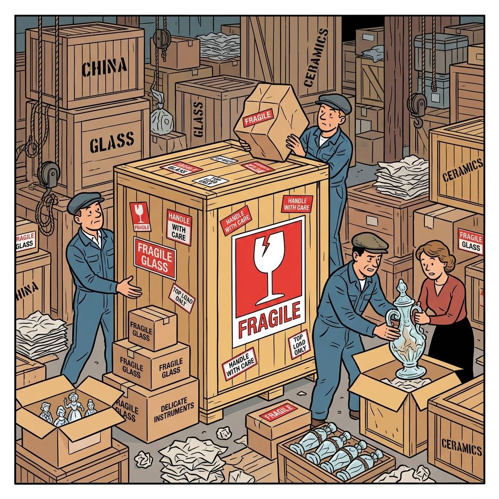 AI mnemonic illustration for the English word "fragile"