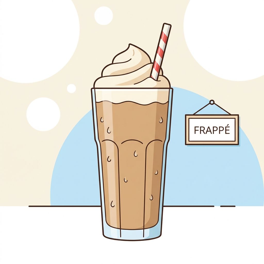 AI mnemonic illustration for the English word "frappe"