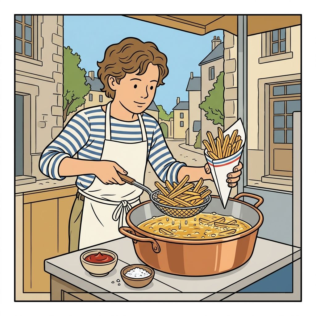AI mnemonic illustration for the English word "fries"