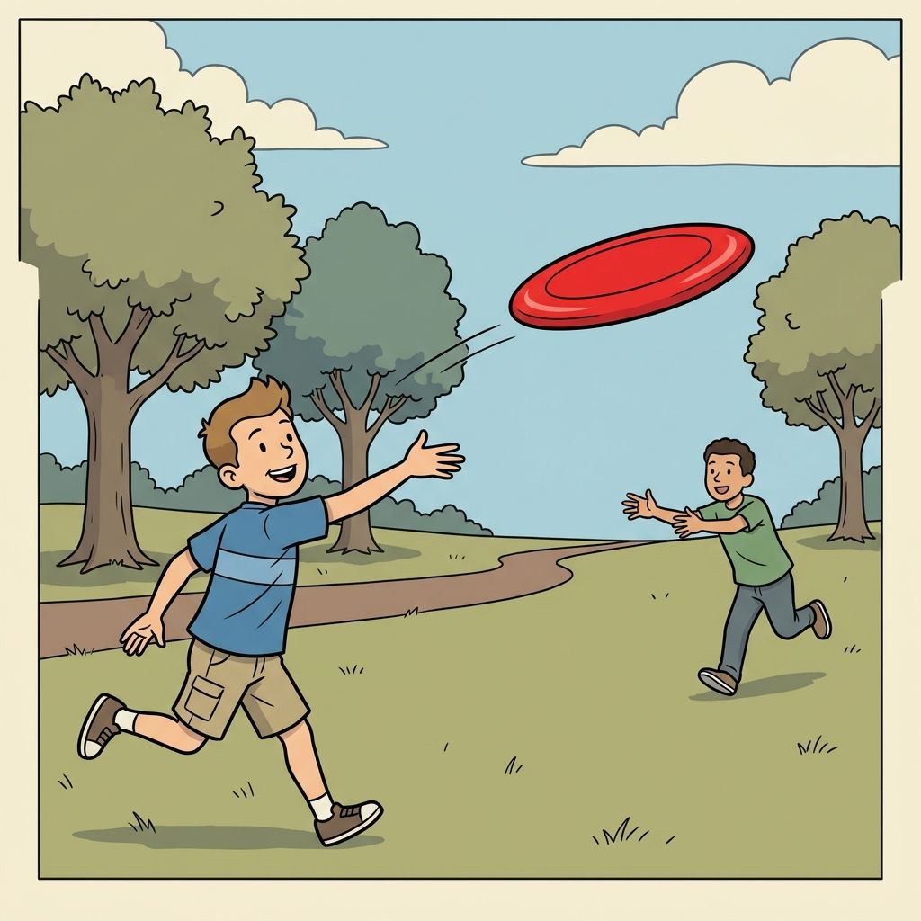 AI mnemonic illustration for the English word "frisbee"
