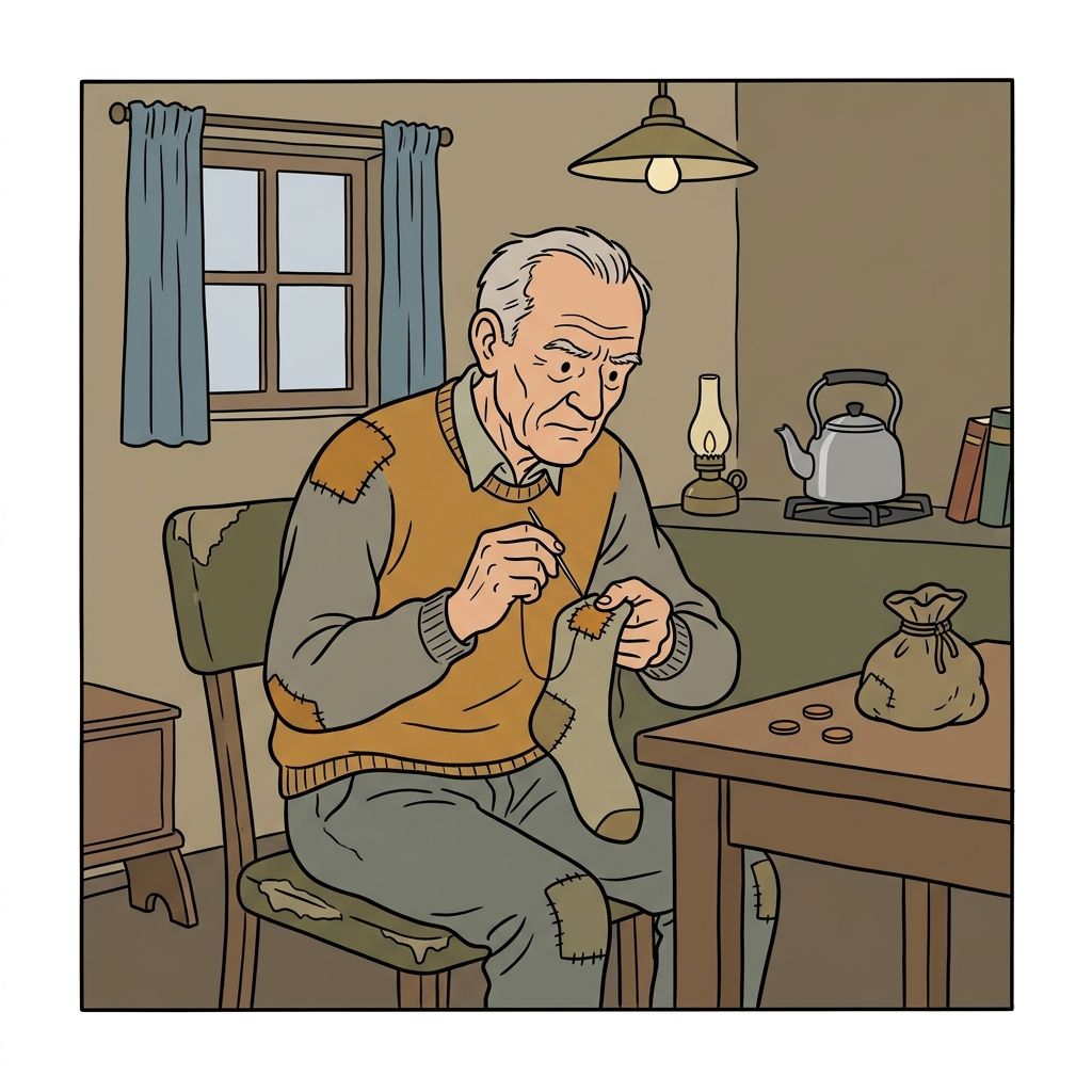 AI mnemonic illustration for the English word "frugal"