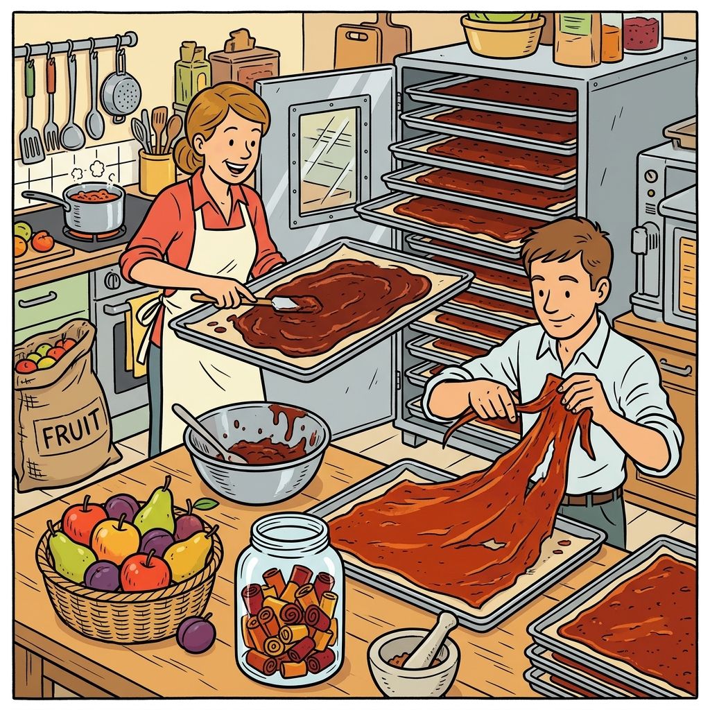 AI mnemonic illustration for the English word "fruit leather"