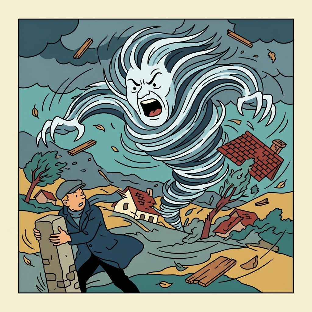 AI mnemonic illustration for the English word "fury"
