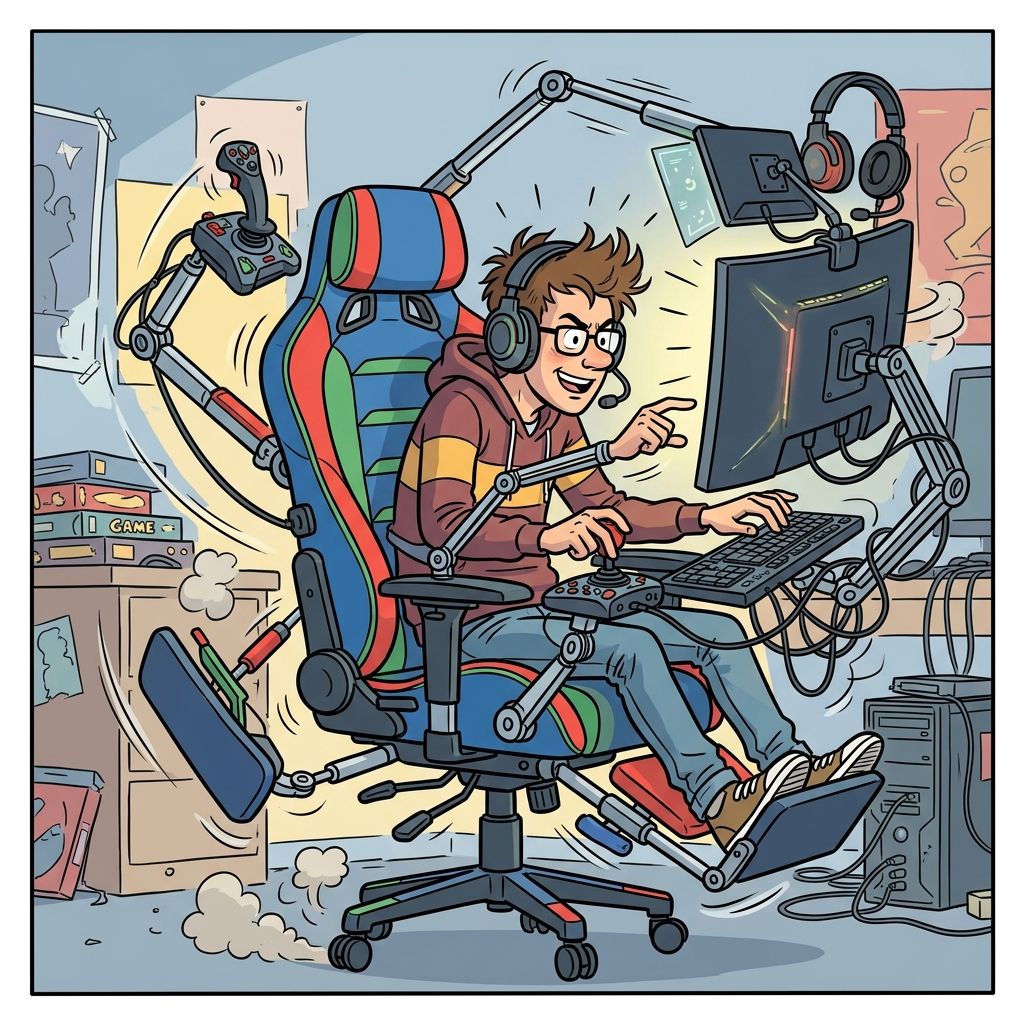 AI mnemonic illustration for the English word "gaming chair"
