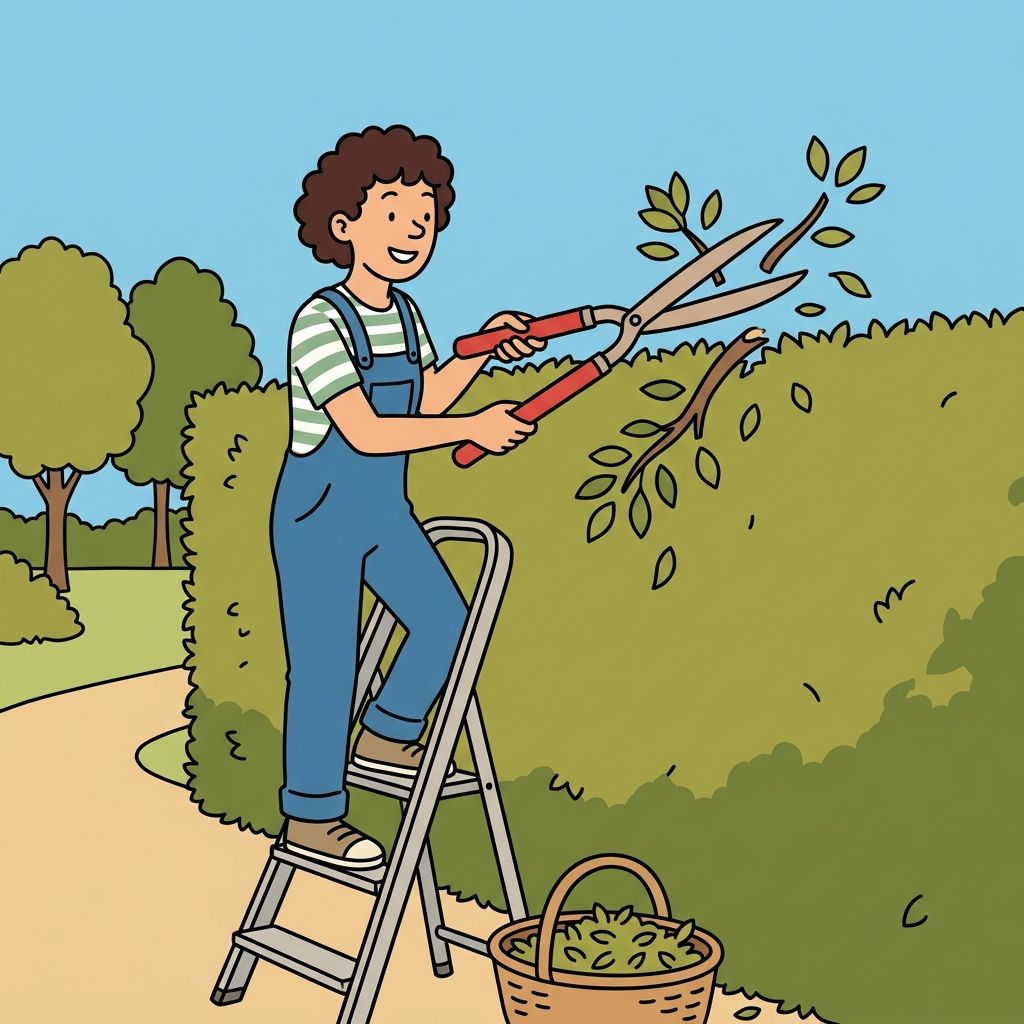AI mnemonic illustration for the English word "garden shears"