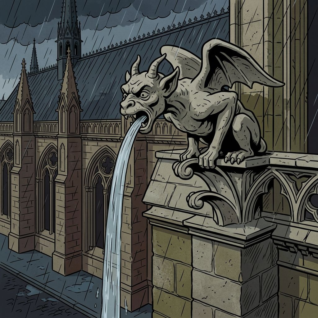 AI mnemonic illustration for the English word "gargoyle"