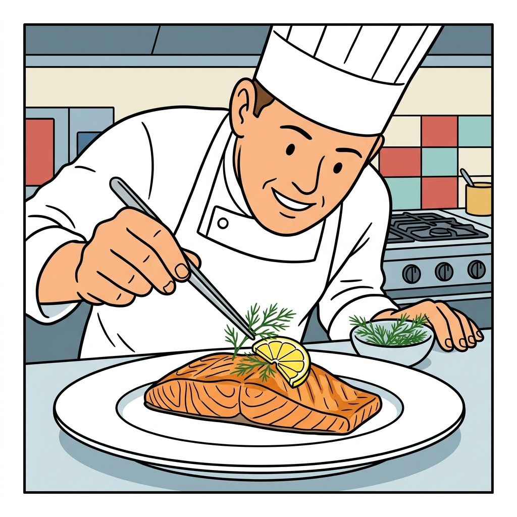 AI mnemonic illustration for the English word "garnish"