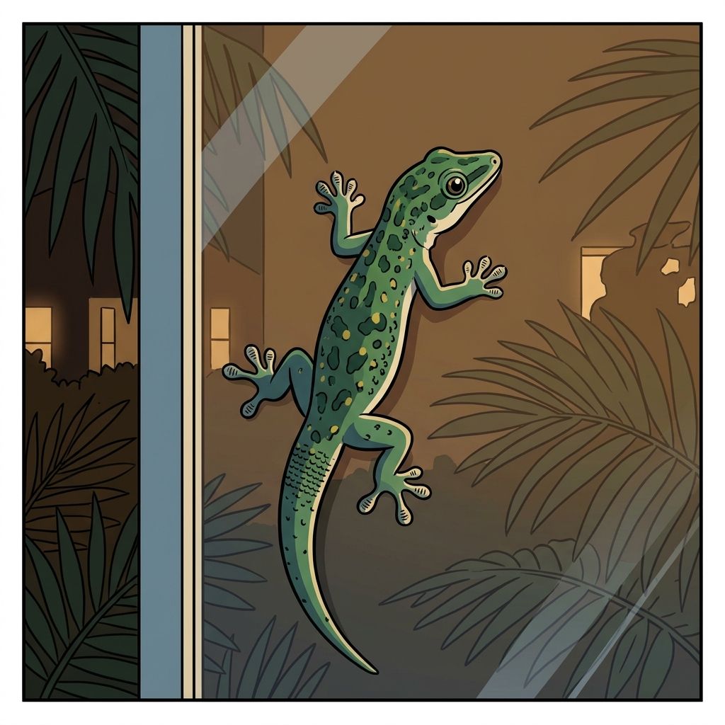 AI mnemonic illustration for the English word "gecko"