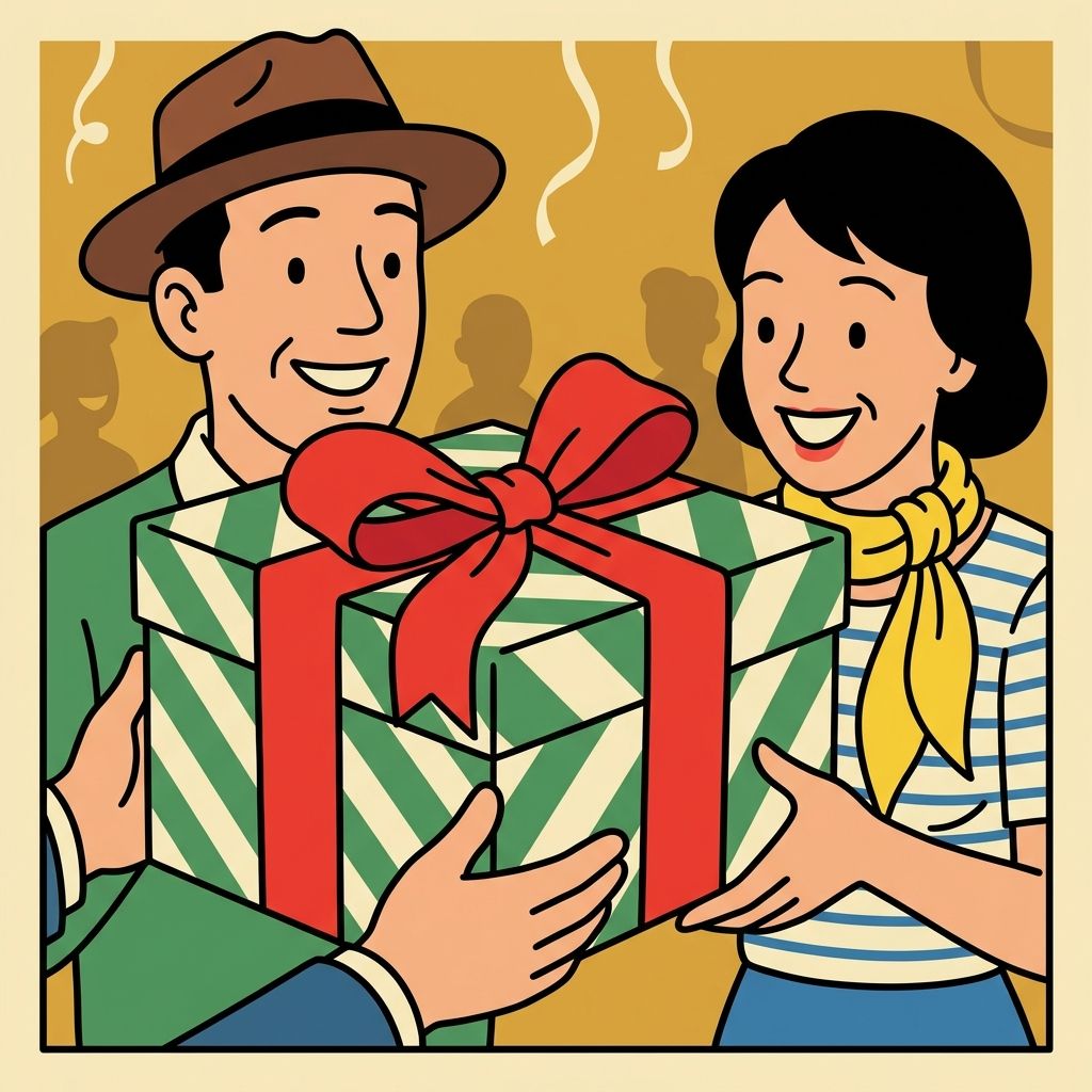 AI mnemonic illustration for the English word "gift"
