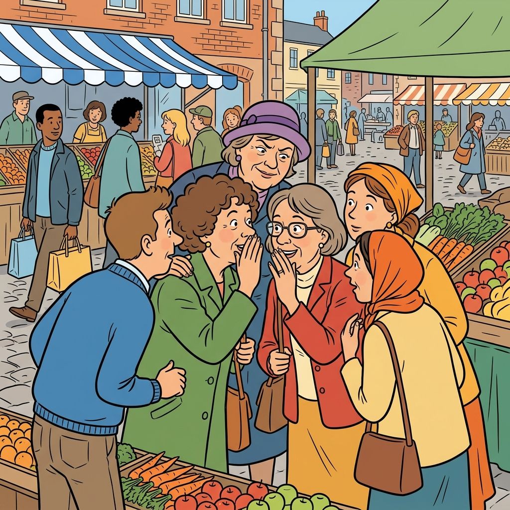 AI mnemonic illustration for the English word "gossiping"