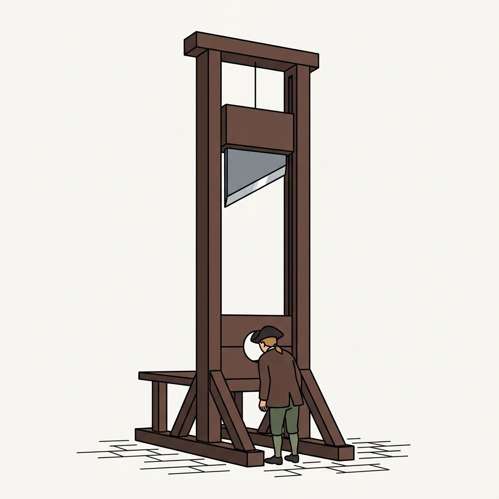 AI mnemonic illustration for the English word "guillotine"