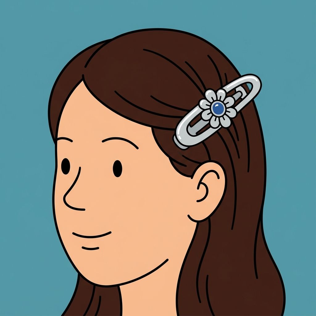 AI mnemonic illustration for the English word "hair clip"