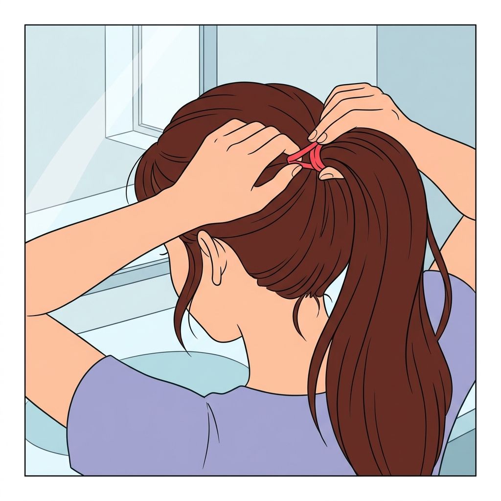 AI mnemonic illustration for the English word "hair tie"