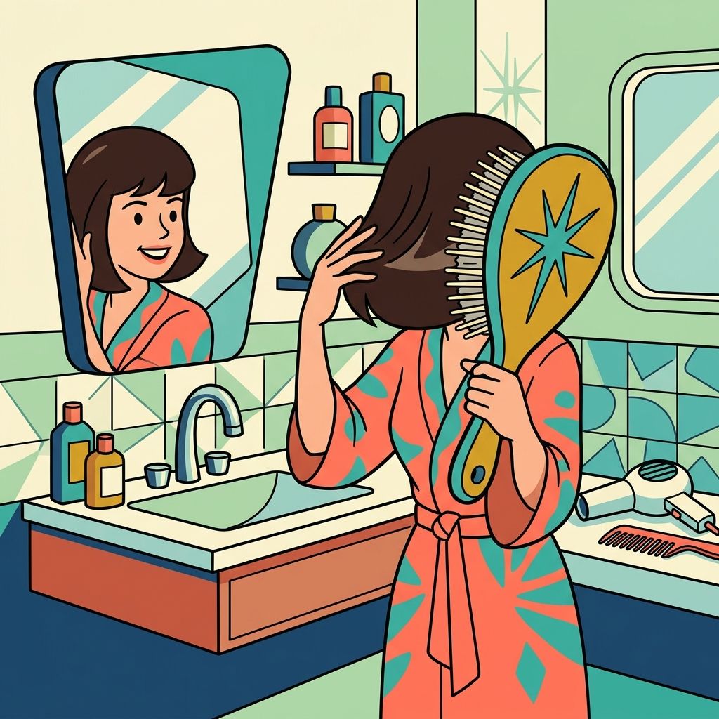 AI mnemonic illustration for the English word "hairbrush"