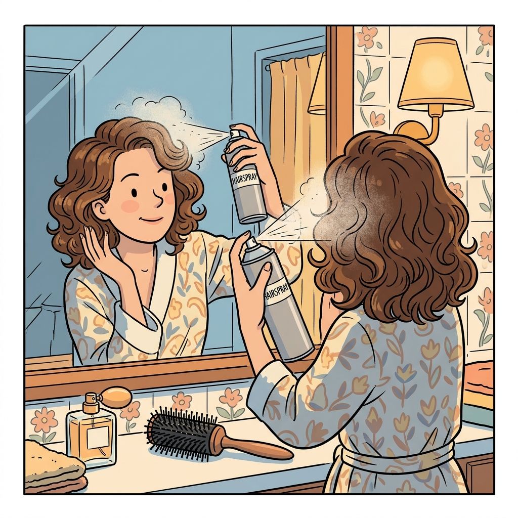 AI mnemonic illustration for the English word "hairspray"