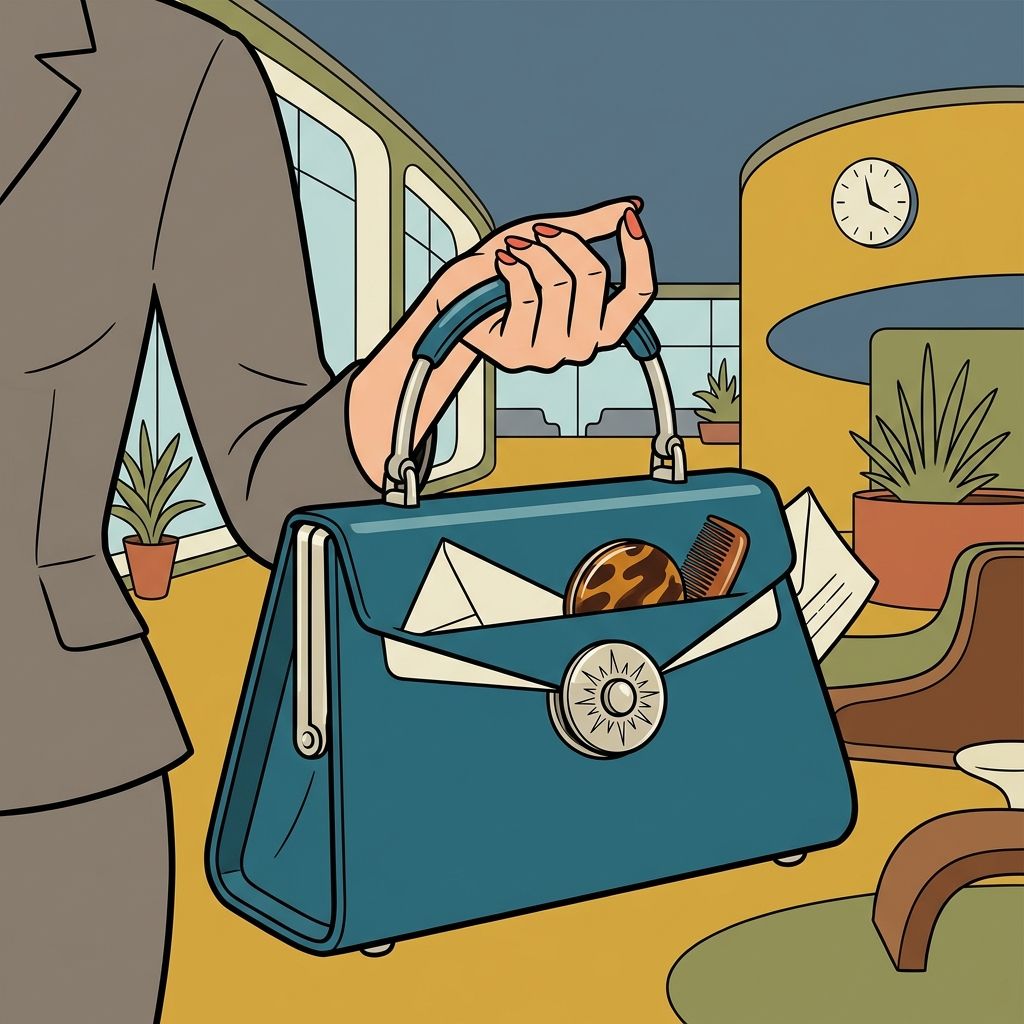 AI mnemonic illustration for the English word "handbag"