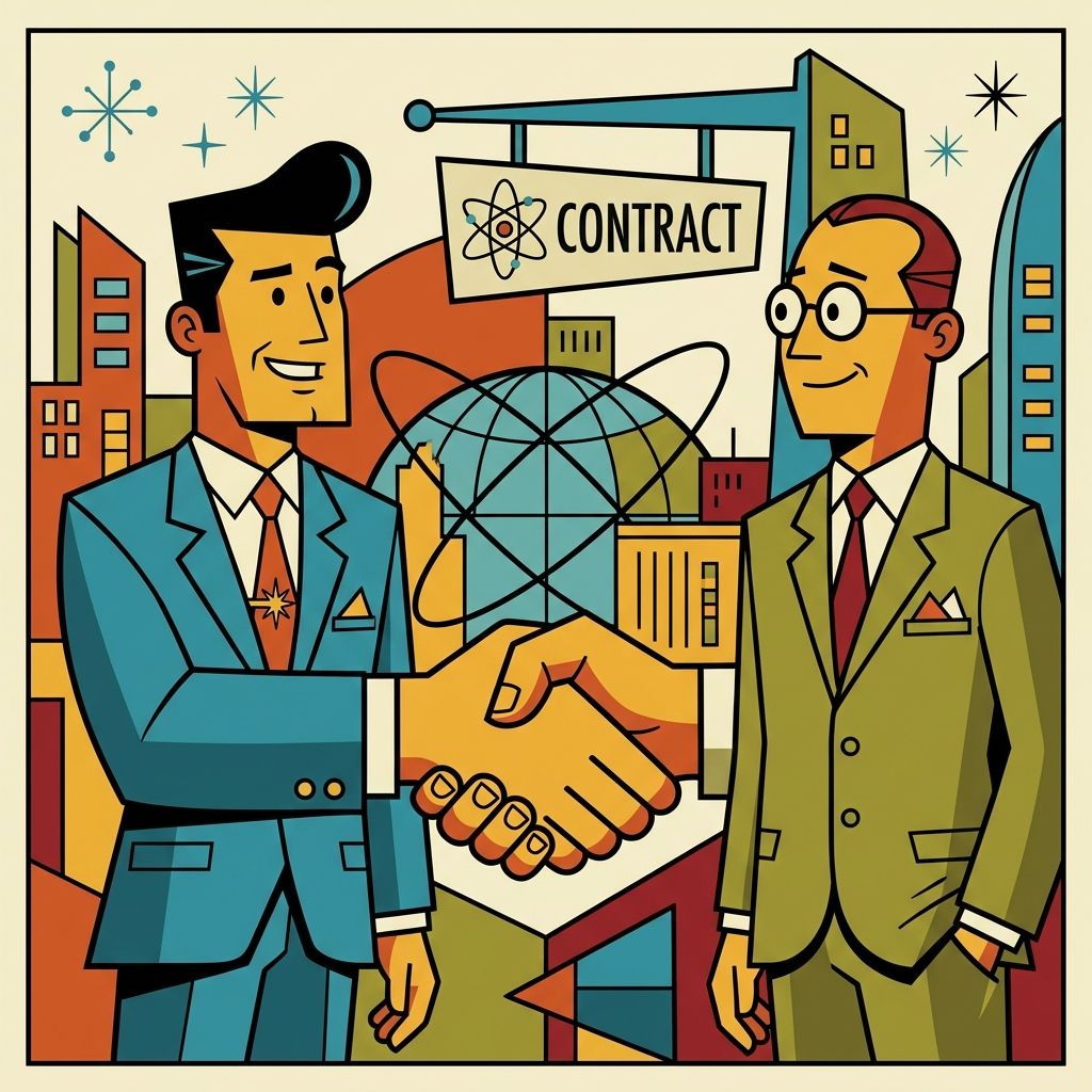 AI mnemonic illustration for the English word "handshake"
