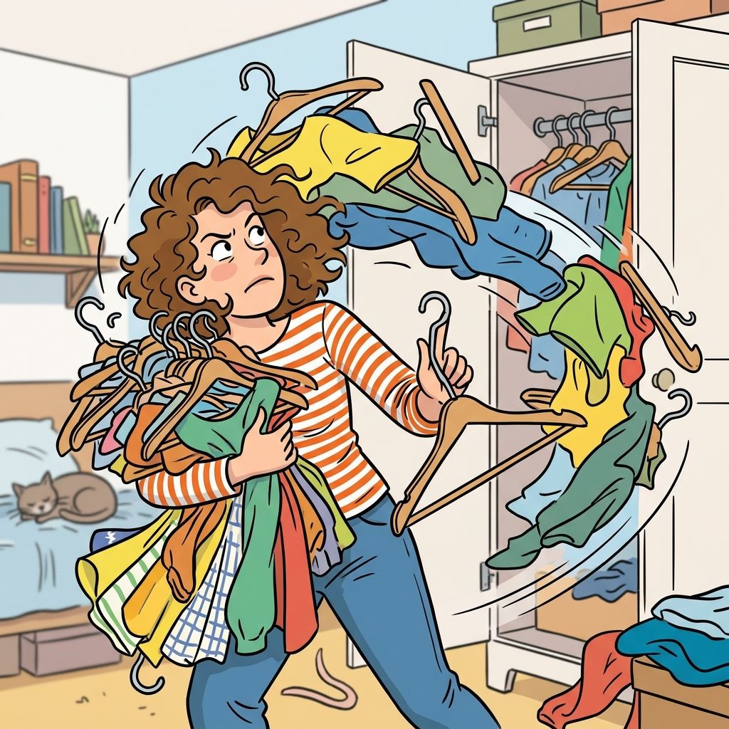 AI mnemonic illustration for the English word "hanger"