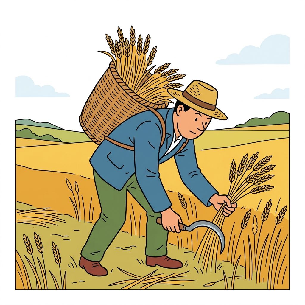 AI mnemonic illustration for the English word "harvested"