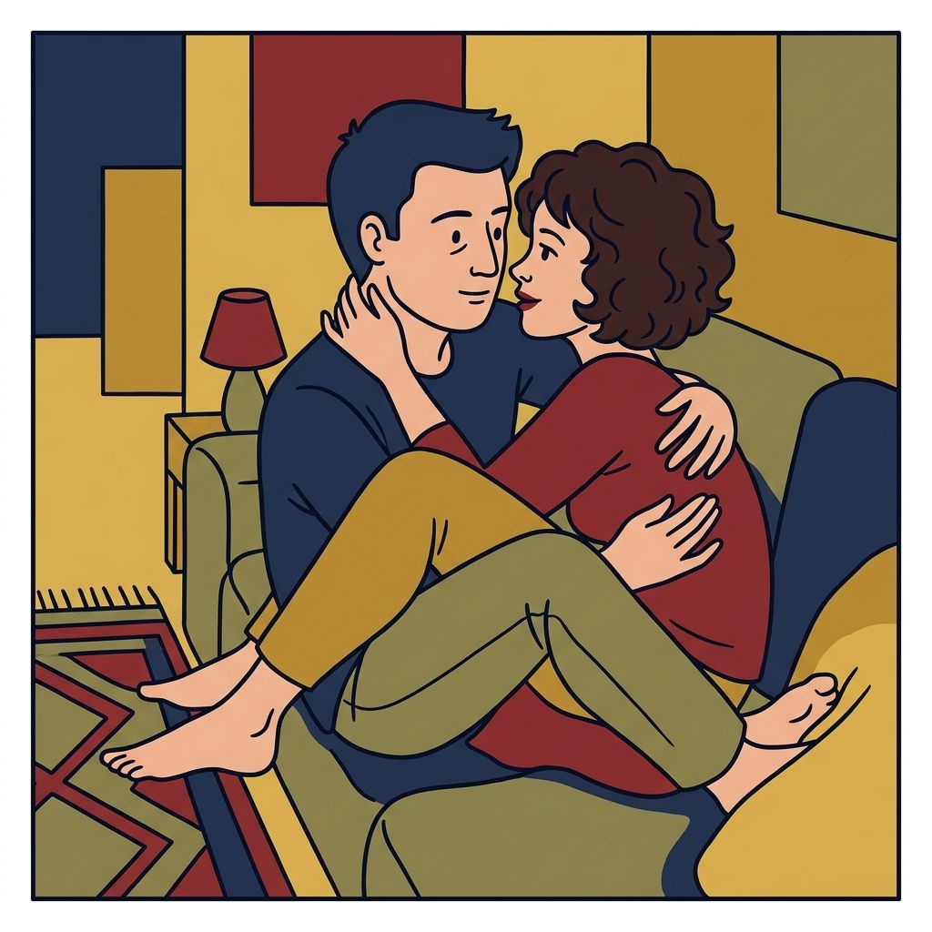 AI mnemonic illustration for the English word "having sex"