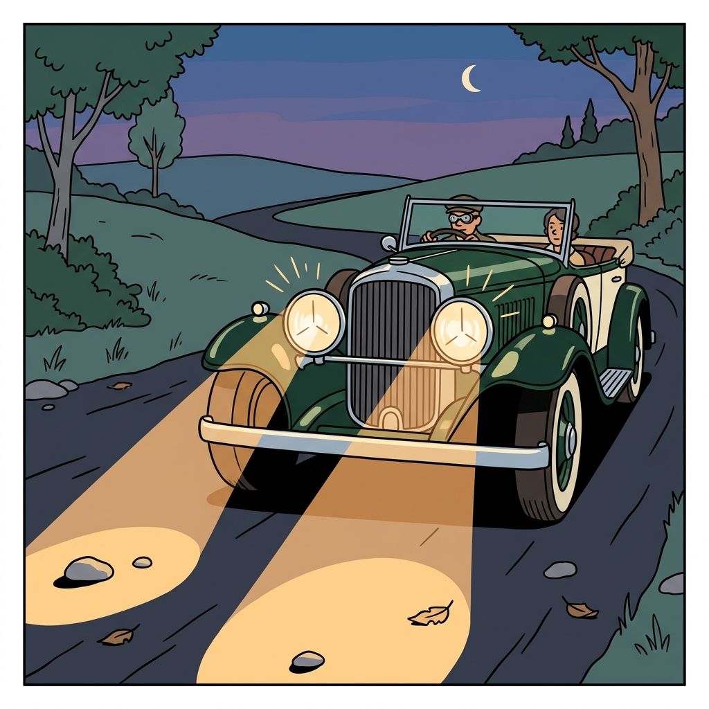 AI mnemonic illustration for the English word "headlight"