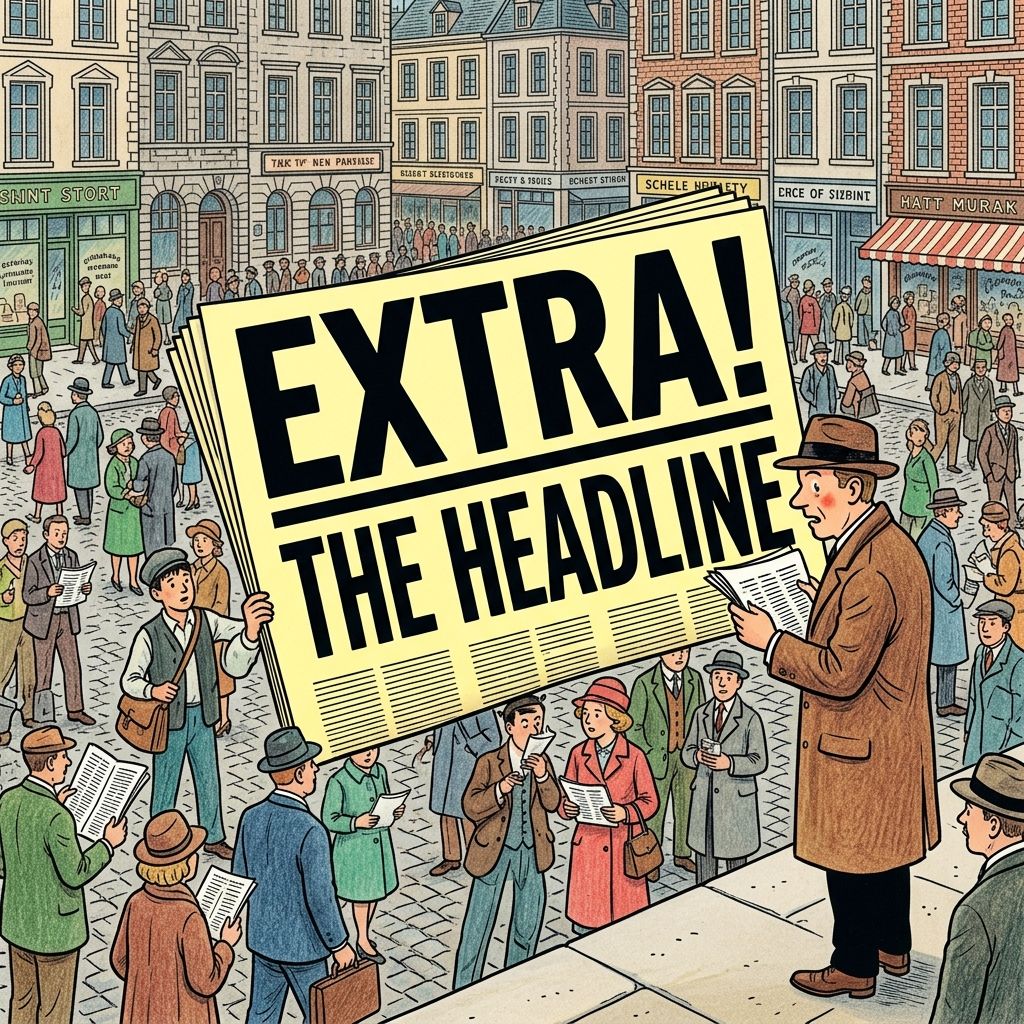 AI mnemonic illustration for the English word "headline"