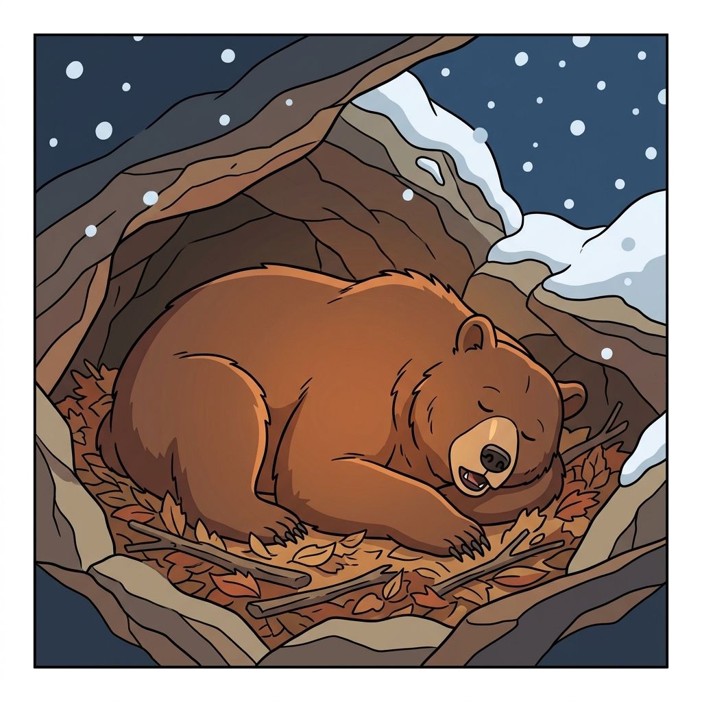 AI mnemonic illustration for the English word "hibernate"