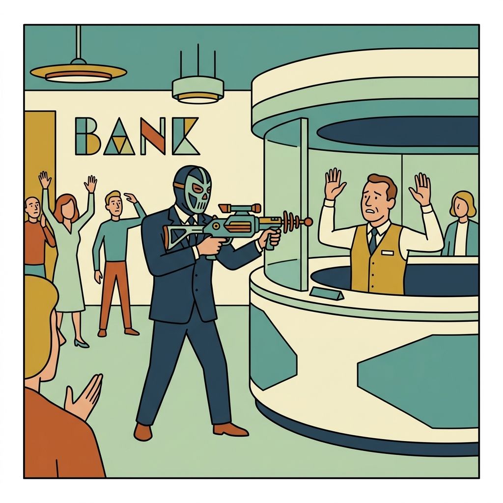 AI mnemonic illustration for the English word "hold up"
