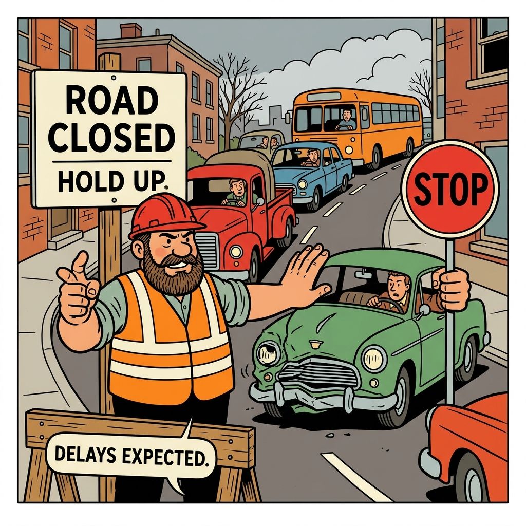 AI mnemonic illustration for the English word "hold up"