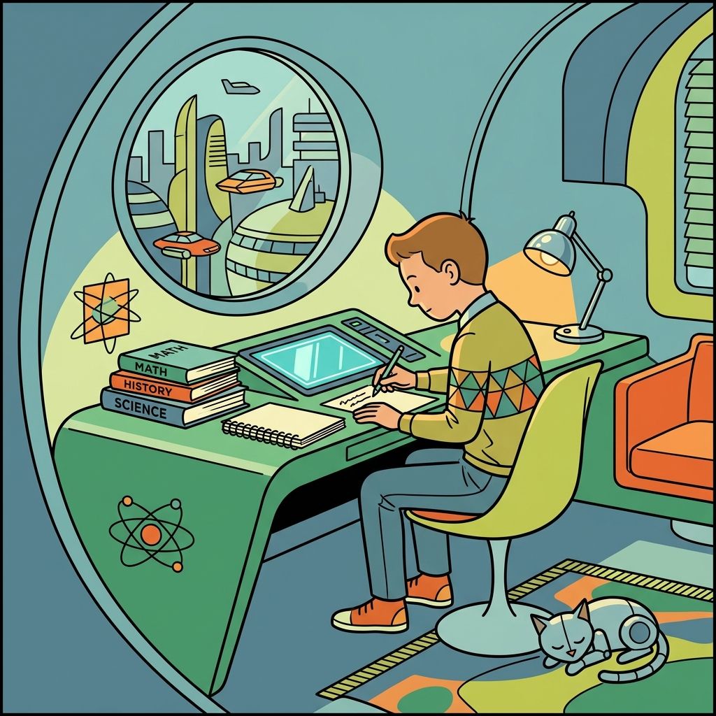 AI mnemonic illustration for the English word "homework"