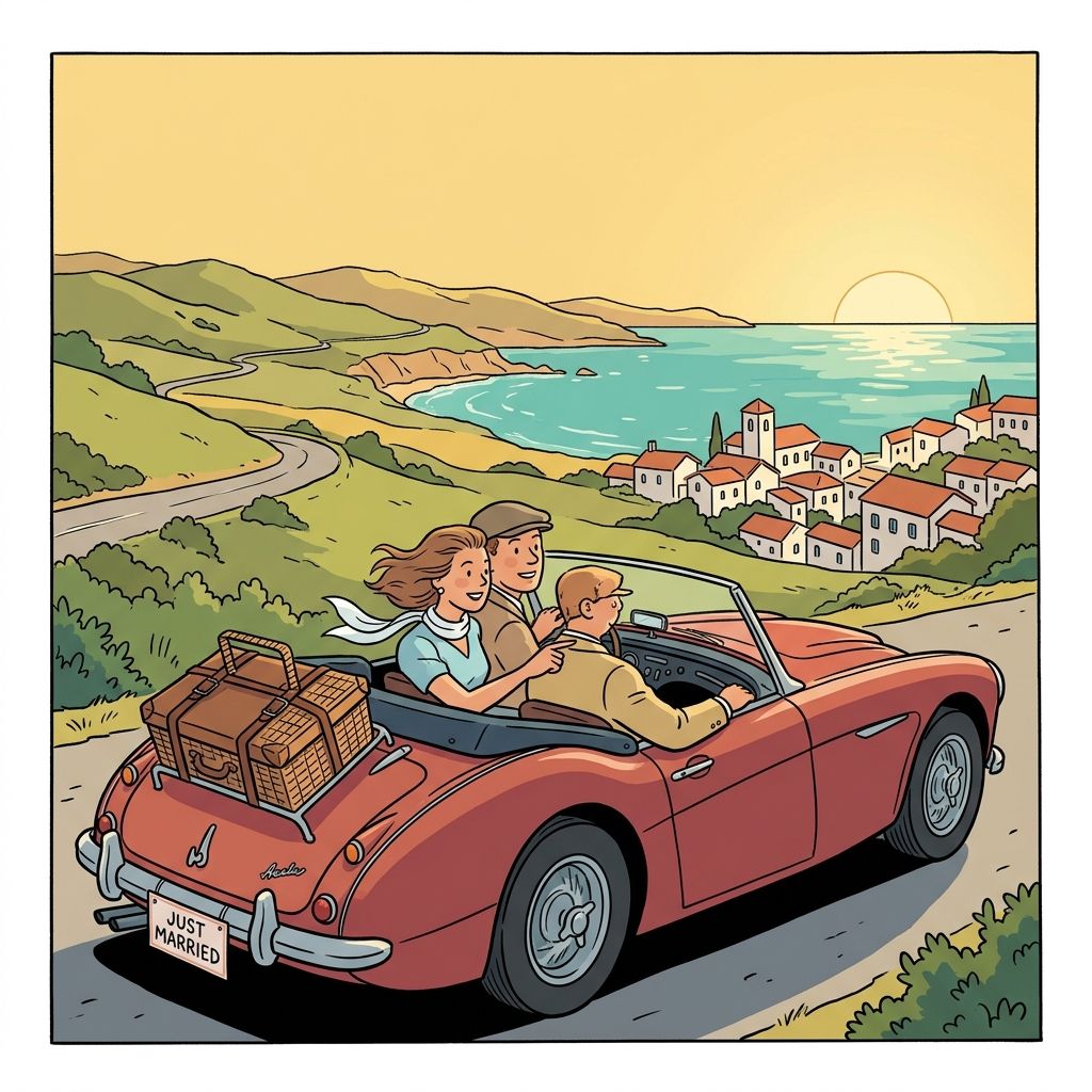 AI mnemonic illustration for the English word "honeymoon"