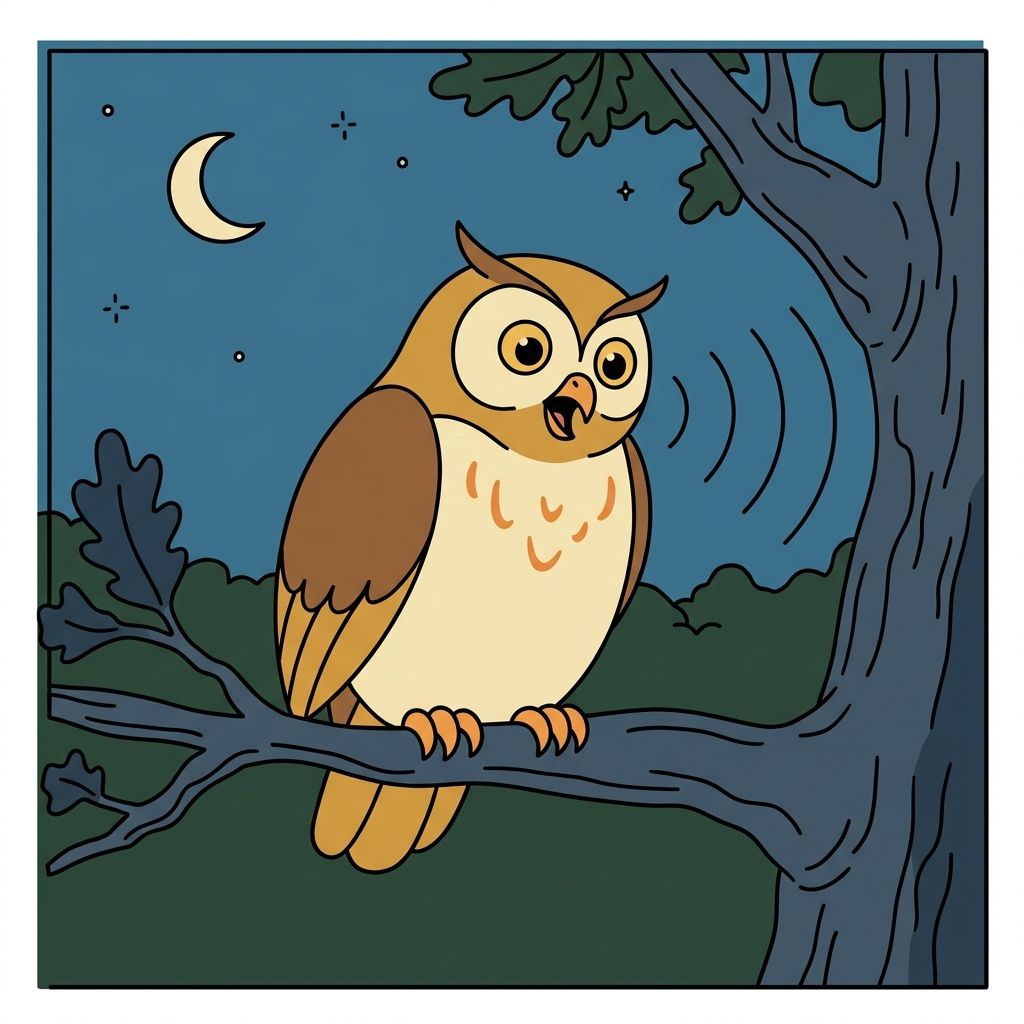 AI mnemonic illustration for the English word "hoot"