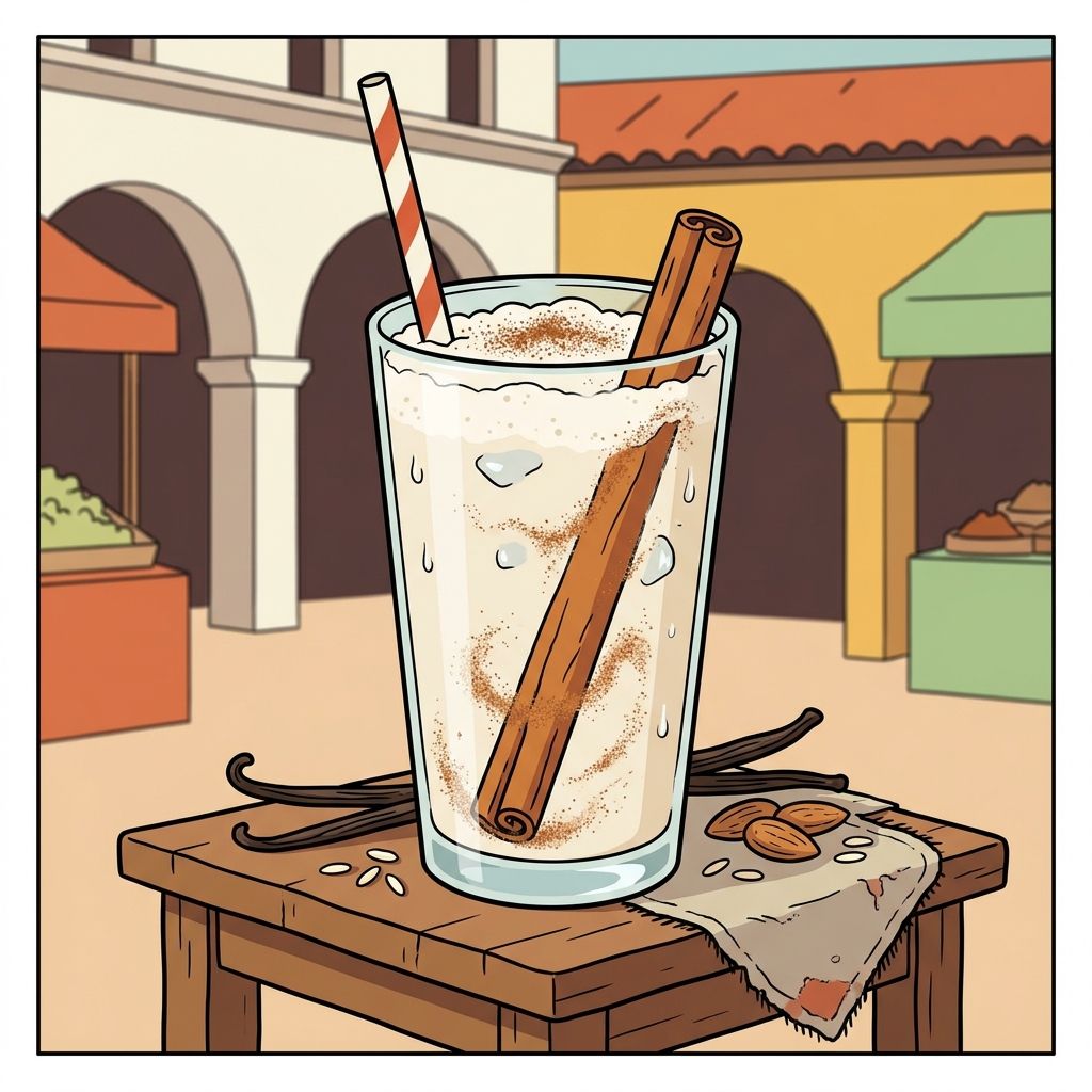 AI mnemonic illustration for the English word "horchata"