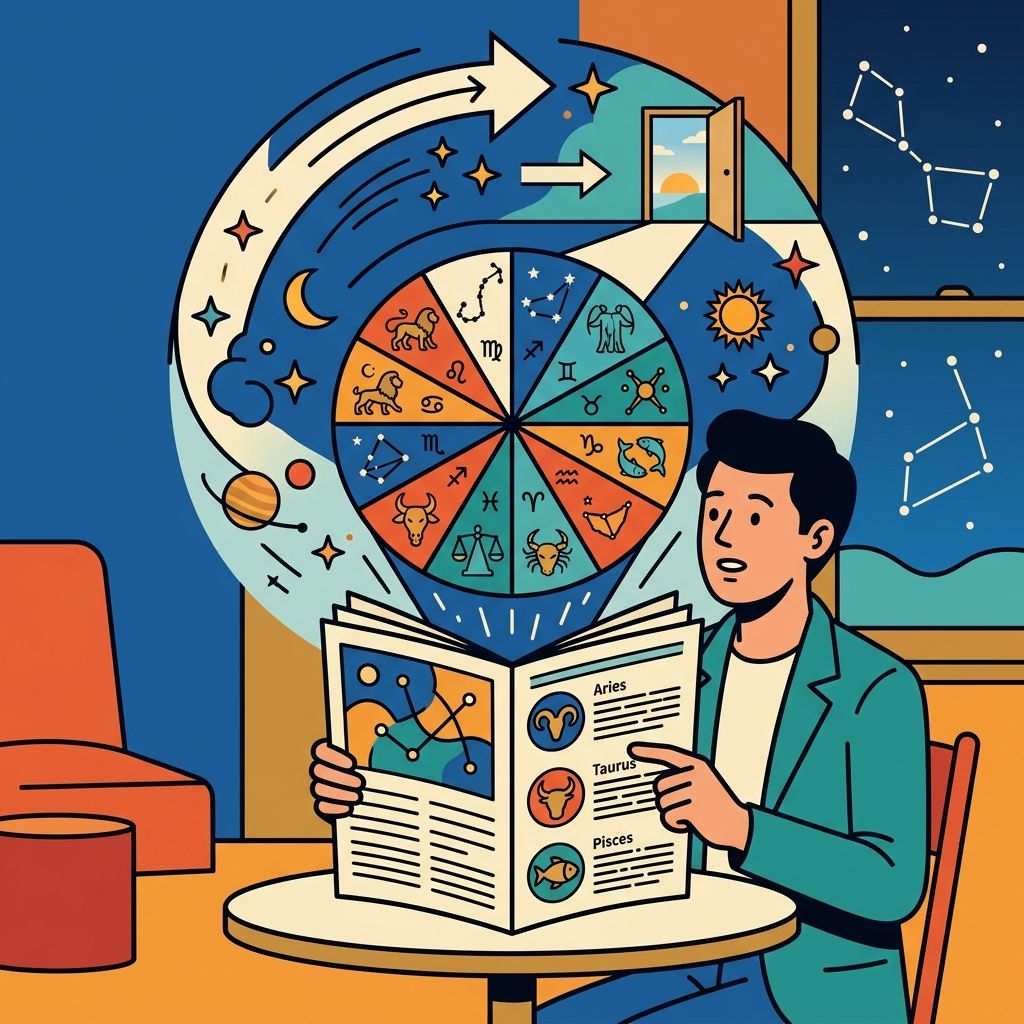 AI mnemonic illustration for the English word "horoscope"