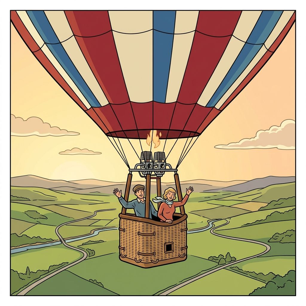 AI mnemonic illustration for the English word "hot air balloon"