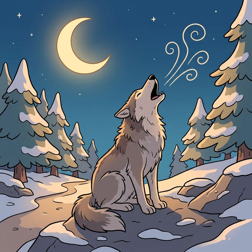 AI mnemonic illustration for the English word "howl"