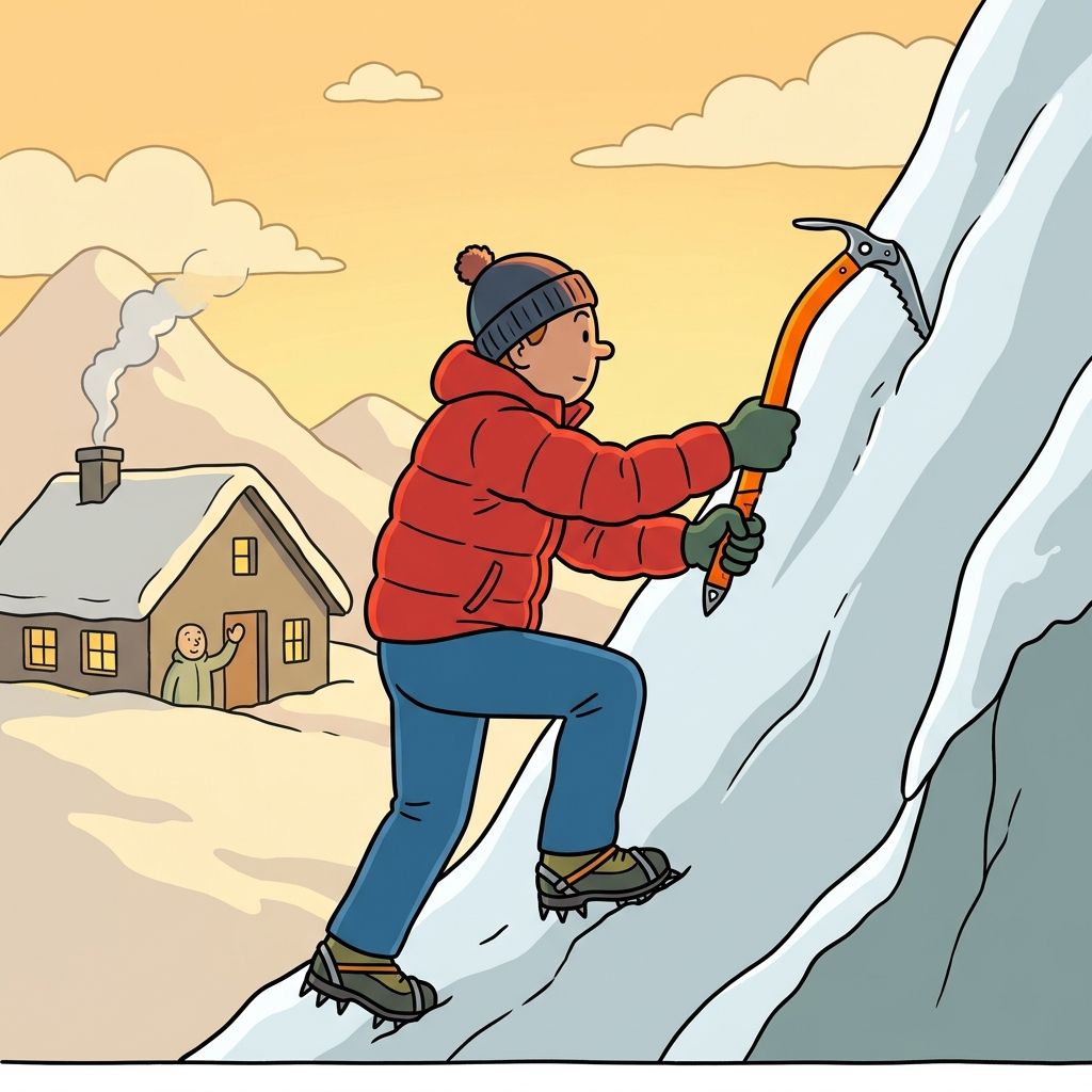 AI mnemonic illustration for the English word "ice axe"