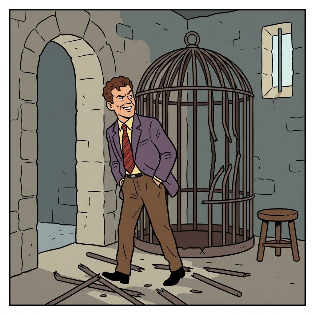 AI mnemonic illustration for the English word "impunity"