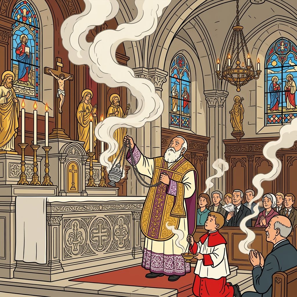 AI mnemonic illustration for the English word "incense"