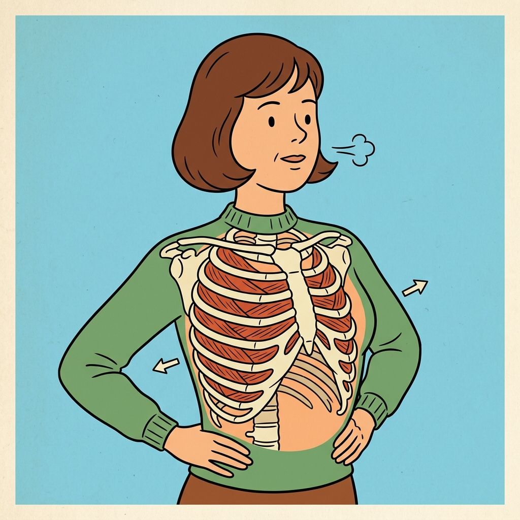 AI mnemonic illustration for the English word "intercostals"